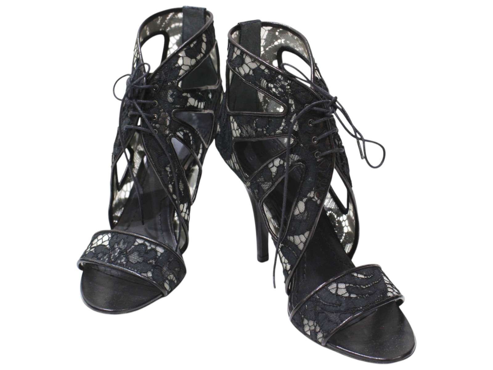 【箱・布袋あり】GIVENCHY ジバンシィ レースアップヒールブーツ 黒いこと 約22.5cｍ 靴 レディース ウィメンズ 御洒落 人差し上げ物荷造り可 差し上げ物【中古】松前R56号店