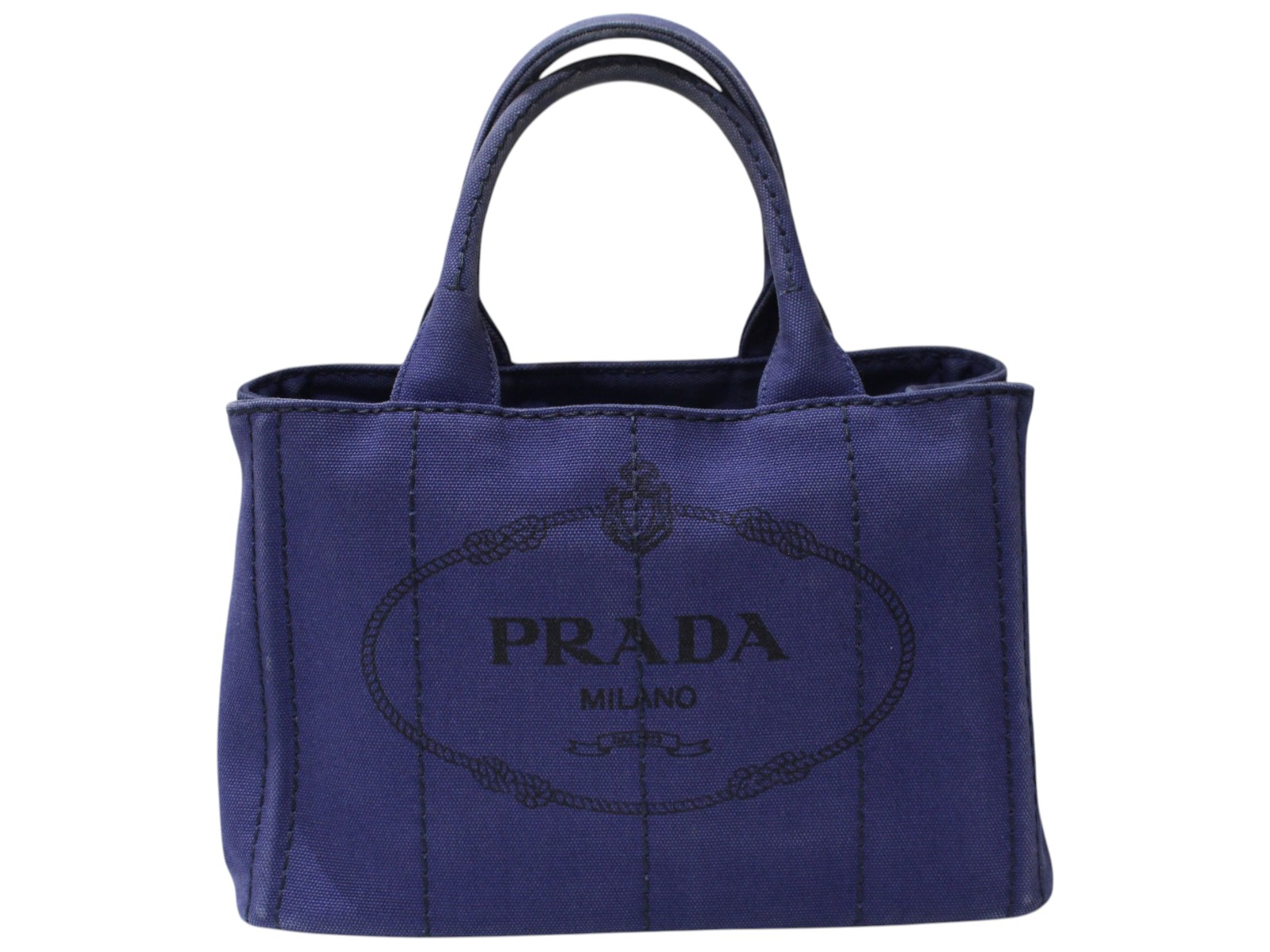 【ギャラ・布袋あり】PRADA　プラダ　カナパ　1BG439　ブルー系　ハンドバッグ　トートバッグ　ミニバッグ　レディース　ウィメンズ　人気　定番　ギフト　プレゼント包装可【中古】松前R56号店