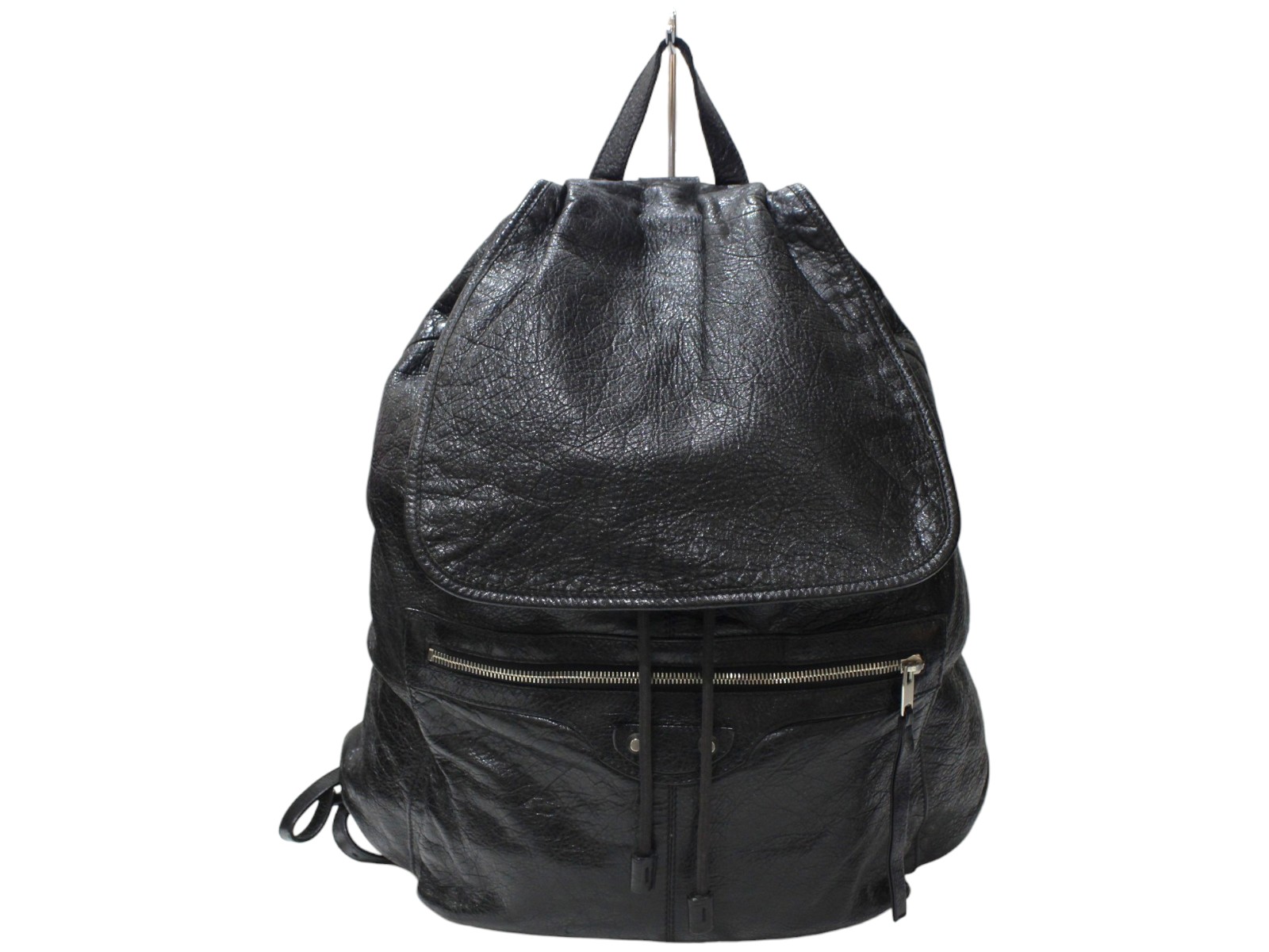 BALENCIAGA バレンシアガ うしろ側容器に並べる 340139 背嚢 黒いこと系 なめし革 無地 しろがね色金具 サイドリリースバックル メンズ 成人男性 分かりやすい 一般受け 差し上げ物荷造り 差し上げ物【中古】松前R56号店