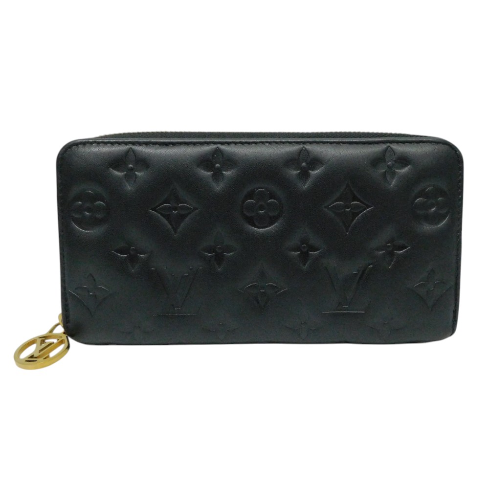 【箱・布袋付き添い人】LOUIS VUITTON ルイ・ヴィトン ジッピーウォレット M81510 クッサン 子ヒツジなめし革 エン主任者産業 ノワール 黒いこと 黒 ゴールド金具 LV倶楽部 レディース メンズ ユニ一発やる 差し上げ物 差し上げ物荷拵え可【中古】新居浜店