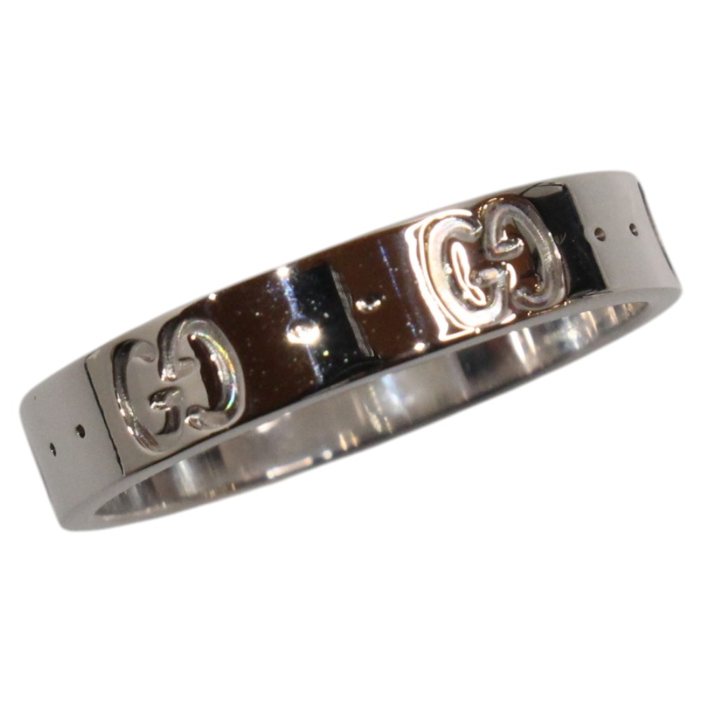 【新品仕上げ済み】GUCCI　グッチ　アイコンリング　750　ホワイトゴールド　K18WG　約14.5号　3.7ｇ　指輪　可愛い　ユニセックス　メンズ　ウィメンズ　レディース　ジュエリー　アクセサリー　シンプル　カジュアル　プレゼント包装　ギフト【中古】松山久万ノ台店｜かんてい局松前Ｒ５６号店