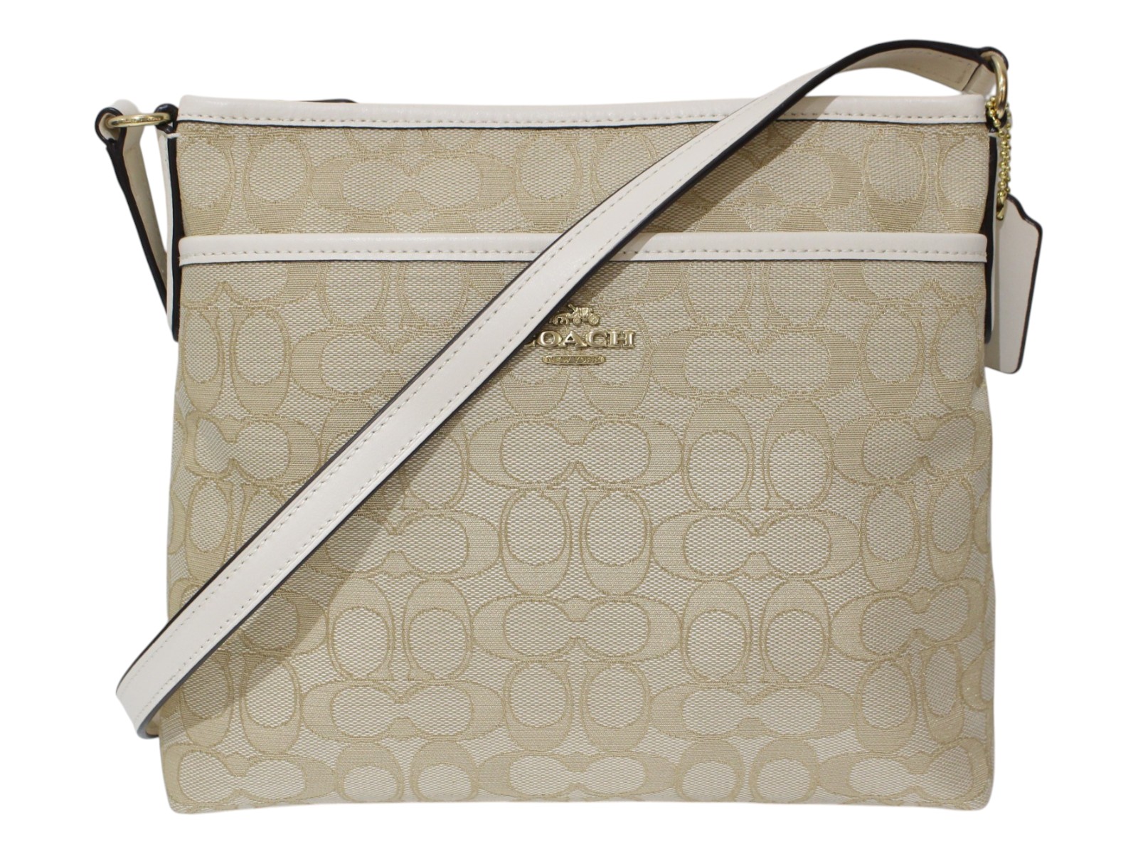 COACH　コーチ　ショルダーバッグ　F29960　斜め掛け　シグネチャー　キャンバス×レザー　ベージュ系×アイボリー系　レディース　お洒落　シンプル　人気　プレゼント包装　ギフト【中古】松前R56号店