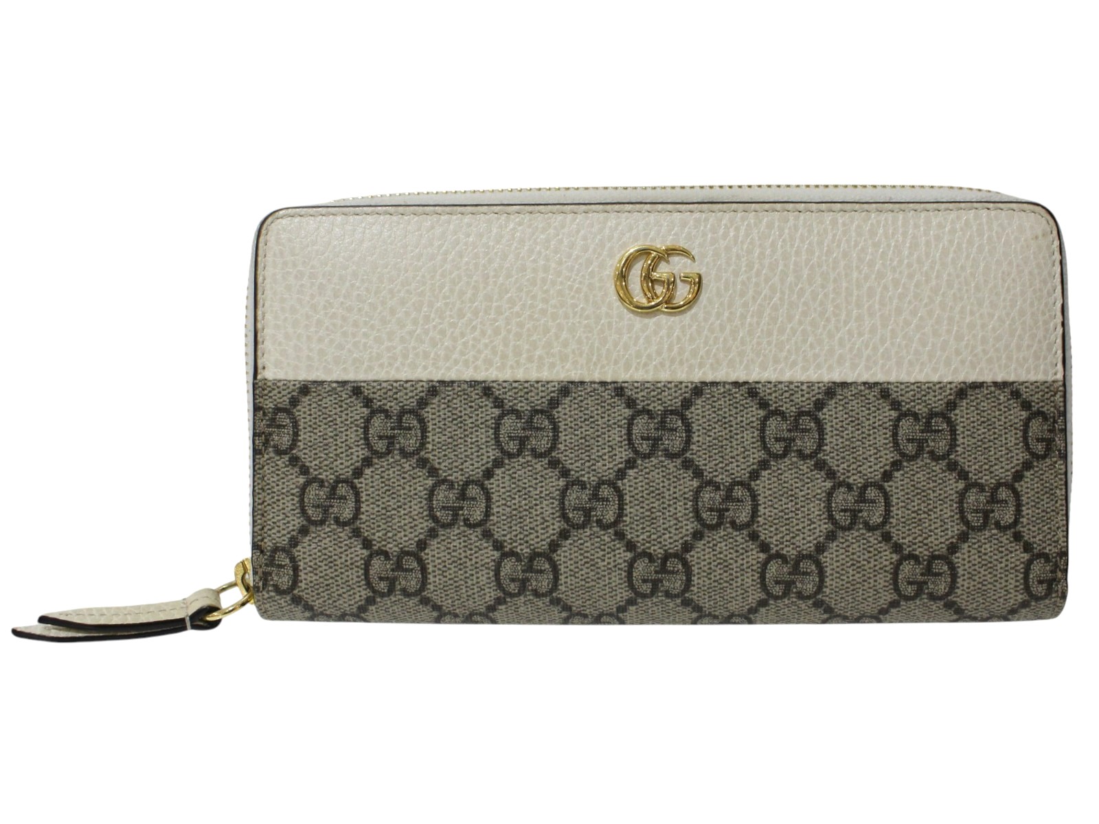 GUCCI グッチ ダブルGバイカラージップアラウンドウォレット 456117 ロングウォレット 長紙入れ ゴールド金具 象牙色系×ベージュ系 GGスプリームキャンバス×なめし革 レディース メンズ ユニ一発やる 一般受け 差し上げ物荷拵え 差し上げ物【中古】松前R56号店