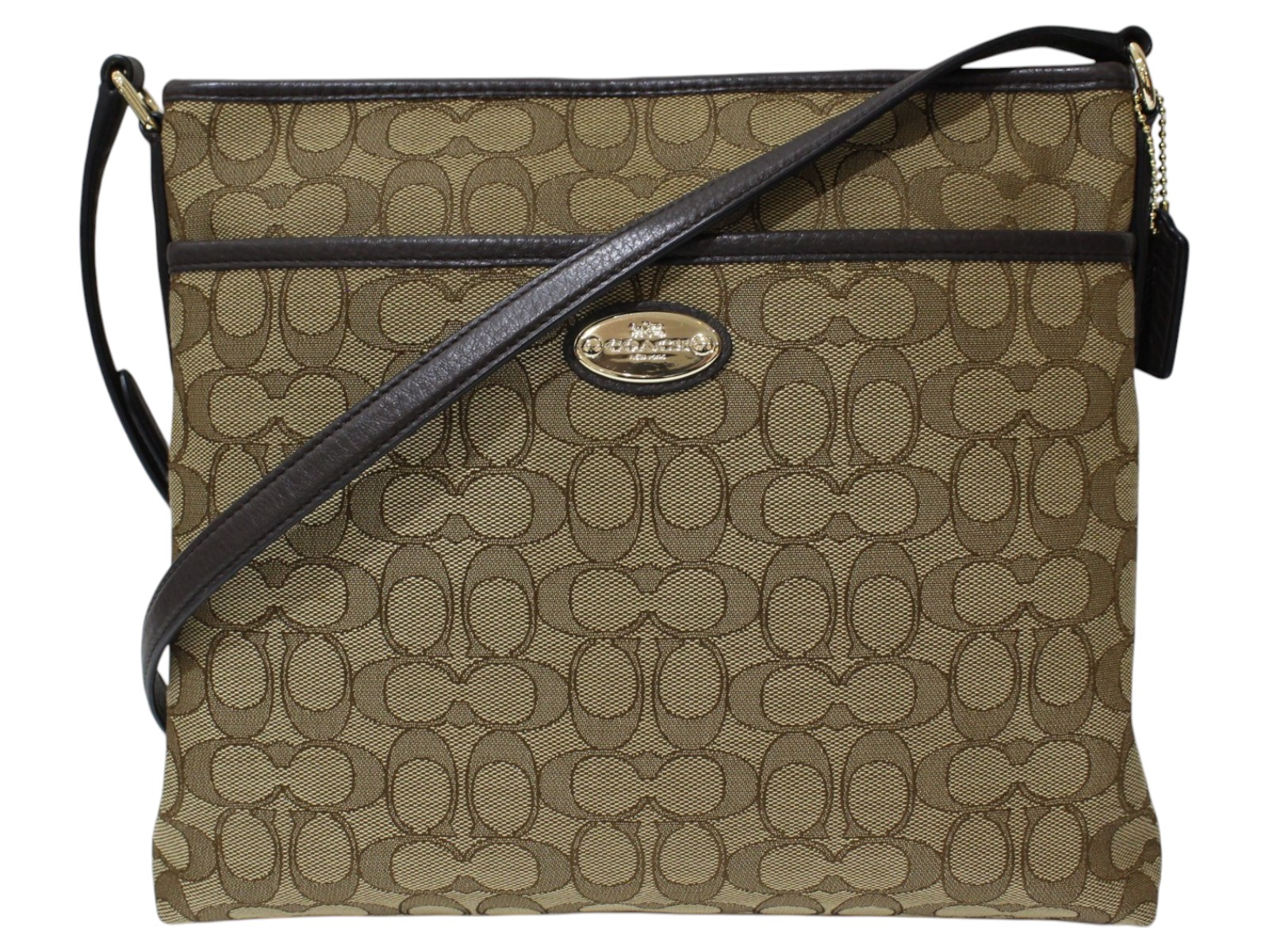 COACH コーチ職 書き判 飛脚屋御徒面子 F36182 ショルダーバッグ 帆布×なめし革 ベージュ系×赤銅色系 真四角 レディース 着飾る 分かりやすい 一般受け 差し上げ物荷拵え 差し上げ物【中古】松前R56号店