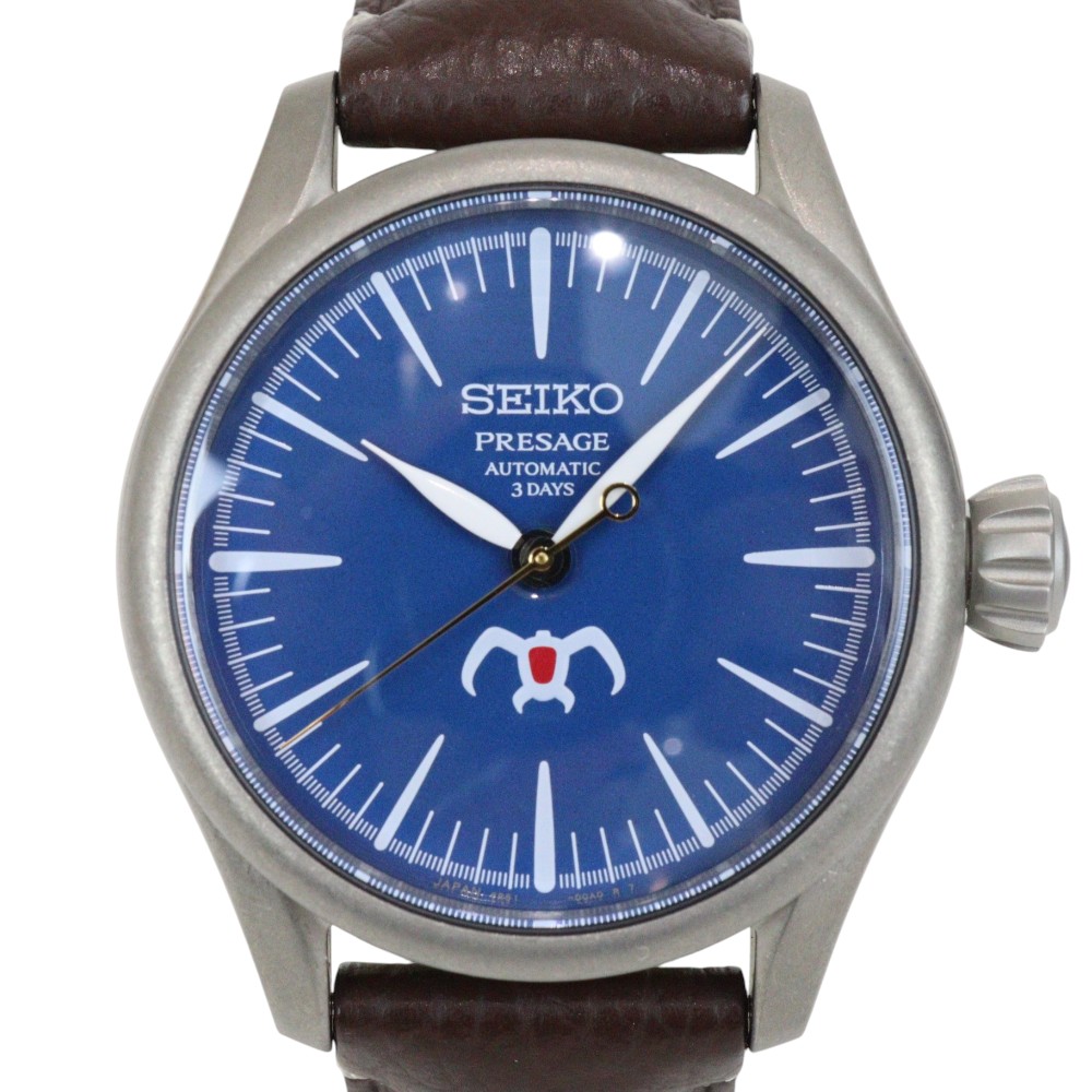 【風の谷のナウシカコラボ1500本制限事項青写真】SEIKO セイコー プレザージュ SARX119 自動小銃一巻き 力強さ取っておく 青色系文字記号盤 10空圧雨合羽 ジブリ ステンレス鋼 なめし革胴締め メンズ 分かりやすい ウォッチ 御覧なさる 差し上げ物荷拵え 差し上げ物【中古】松前R56号店