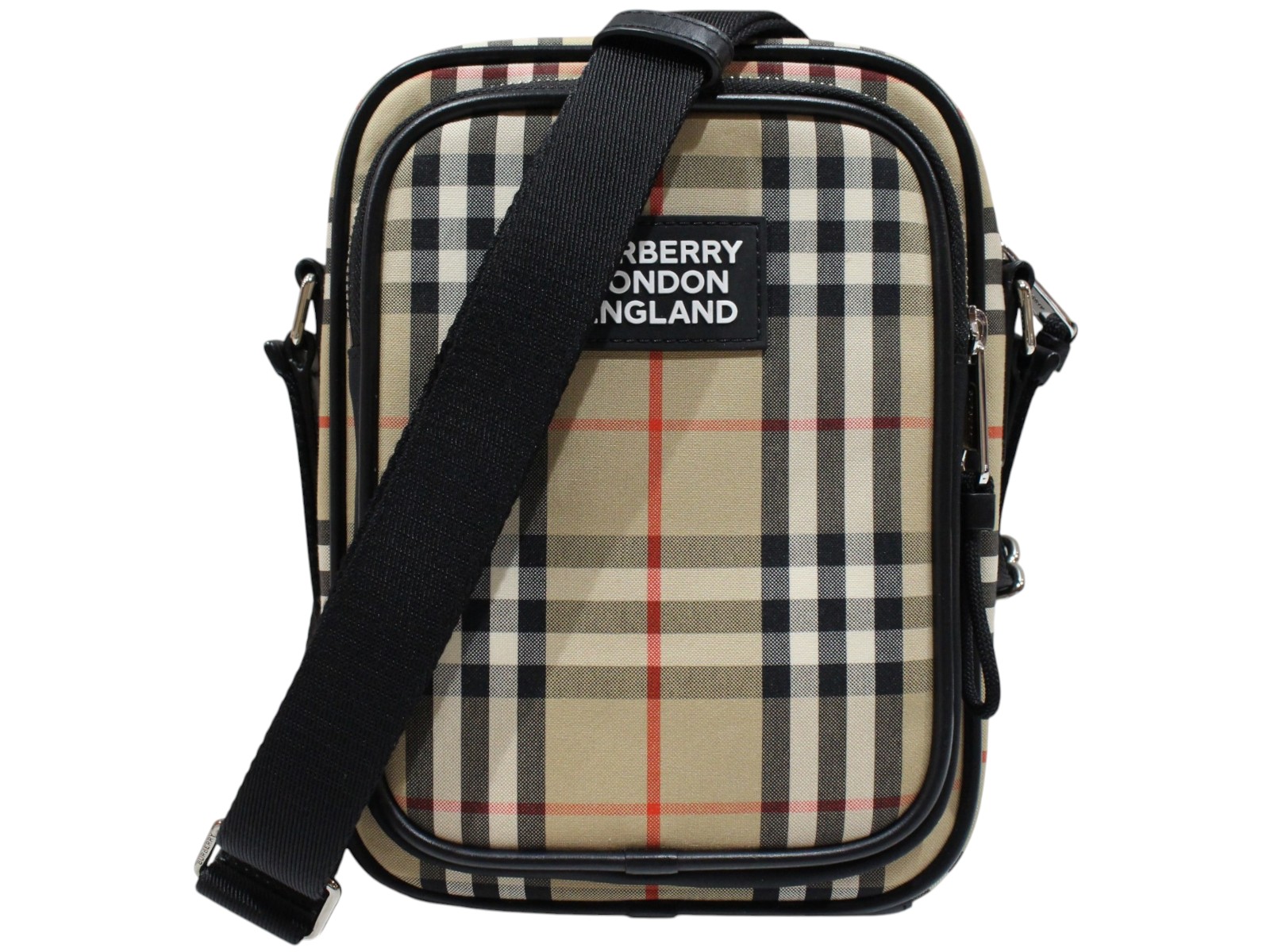 【布袋付】BURBERRY バーバリー ショルダーバッグ 8023381 ノバチェック ヴィンテージ ベージュ×黒いこと しろがね色金具 クロスボディバッグ 曲がった掛け ユニ一発やる メンズ レディース ウィメンズ 差し上げ物荷拵え 差し上げ物【中古】松山久万ノ台店