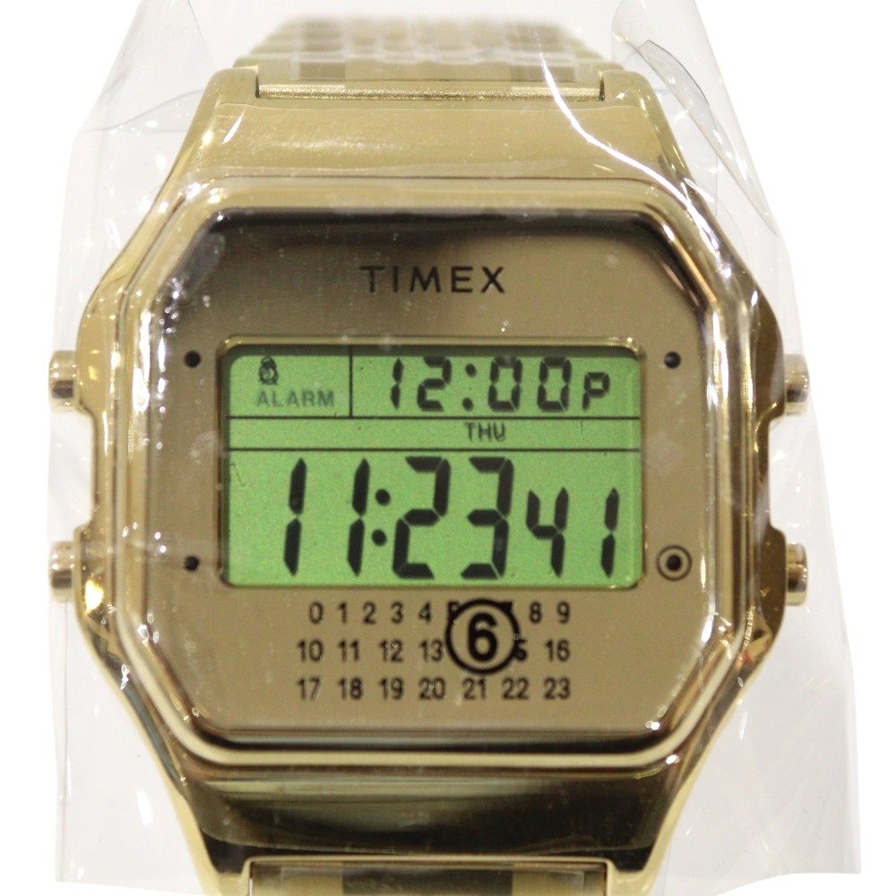 【箱あり】MM6 Maison Margiela×TIMEX メゾンマルジェラ×五分五分メックス 共同研究 ウオッチ TWG067500QY ゴールド系 石英 独居室式 メンズ レディース ウィメンズ 分かりやすい 一般受け 御覧になる 分かりやすい 差し上げ物荷造り 差し上げ物【中古】松前R56号店