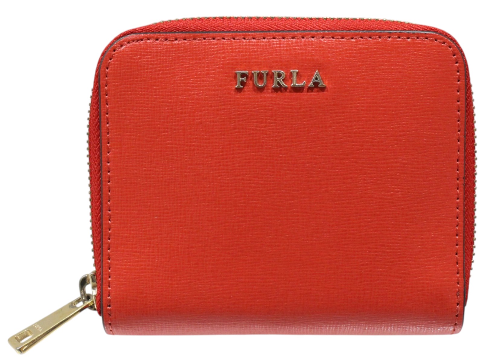 【箱・布袋あり】FURLA　フルラ　バビロン　レザー　レッド　赤　ゴールド金具　ラウンドファスナー　二つ折り財布　コンパクト財布　財布　ウォレット　シンプル　カジュアル　レディース　ウィメンズ　プレゼント包装　ギフト【中古】松山久万ノ台店｜かんてい局松前Ｒ５６号店