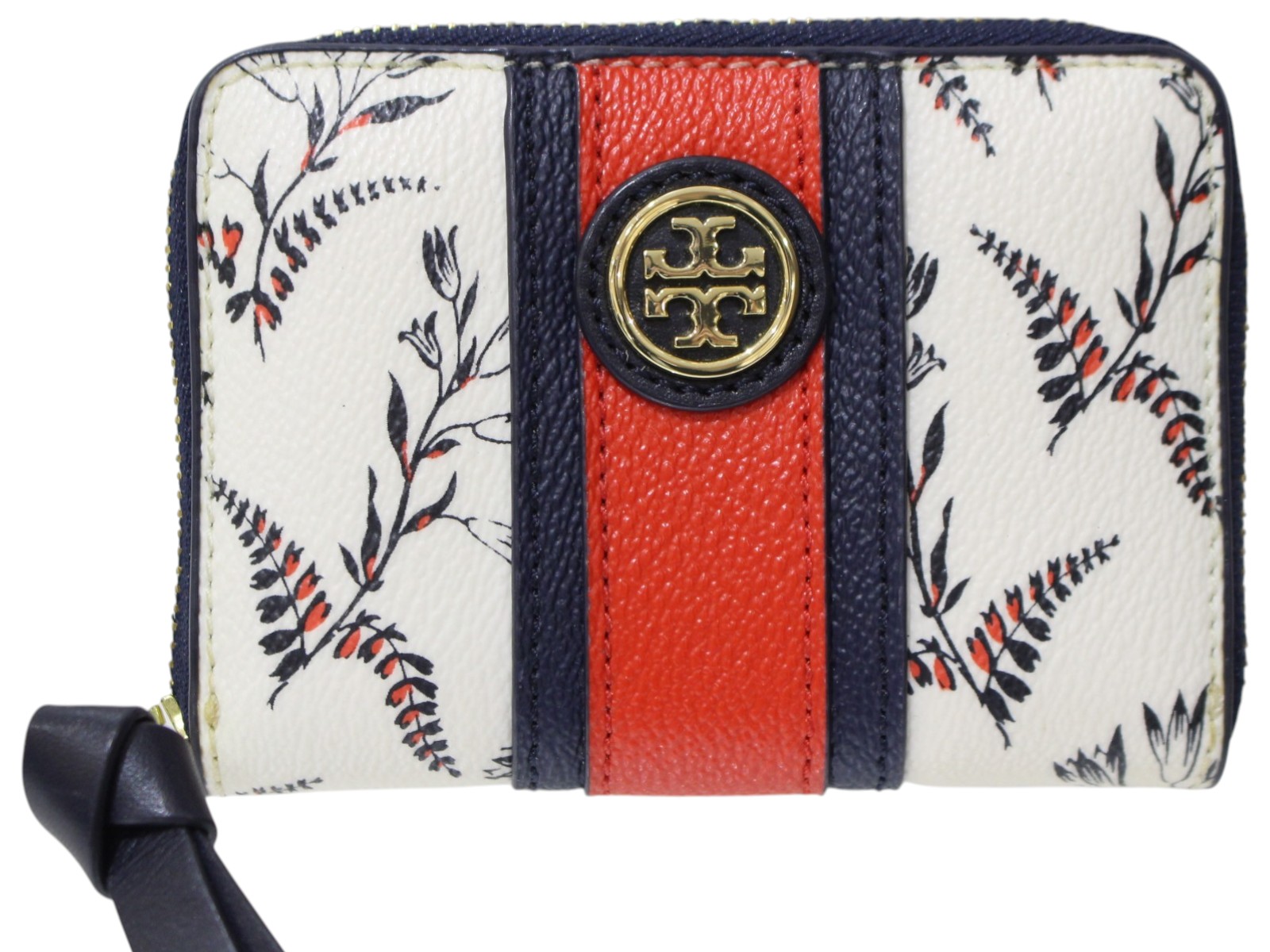 TORY BURCH トリーバーチ コインケース ケリントン PVC なめし革 米国海軍系 赤いこと系 白いこと系 小物 御釣り入れ 歌留多容れもの 花柄 ボタニカル レディース ユニ一発やる ウィメンズ 一般受け ブランド名 定番 差し上げ物 差し上げ物荷拵え可【中古】松前R56号店