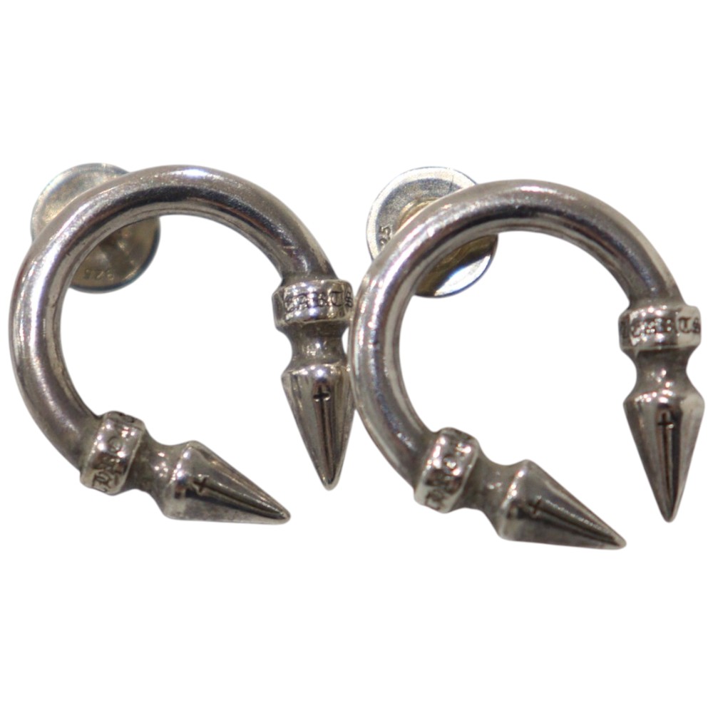 【書き出し・布袋あり】CHROME HEARTS クロムハーツ ダブルスパイクピアス 書き割り SV925 しろがね色系 K14 ブランド名宝飾品 添え物 メンズ 成人男性 御洒落 分かりやすい 一般受け 差し上げ物荷拵え 差し上げ物【中古】松山朝生田店