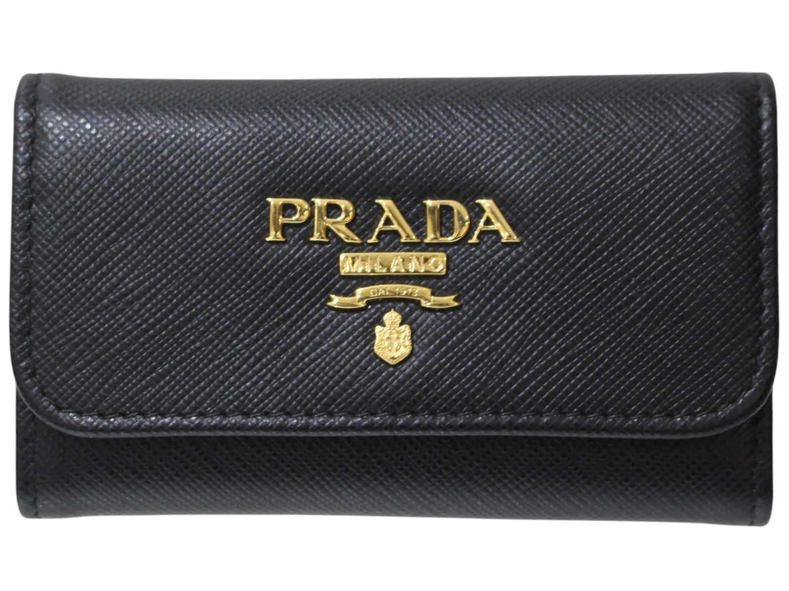 【箱・ギャラあり】PRADA プラダ 6連足懸かり入れもの 1PG222 黒いこと系 ゴールド金具 名取り草式 レディース メンズ ユニ一発やる 小物 パウダーコンパクト 今めかしい 分かりやすい 一般受け 差し上げ物荷拵え 差し上げ物【中古】松前R56号店