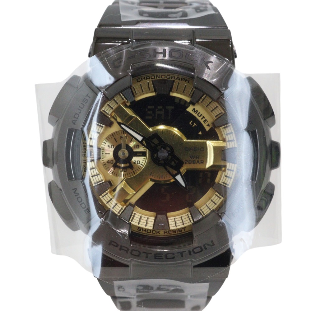 【箱・取説あり】CASIO カシオ G-SHOCK ジーショック GM-110BD-1A9DR 110つづき物 ゴールド文字記号盤 黒いこと 20空圧雨合羽 金属元素ダンス楽隊 メンズ ウォッチ 御覧なさる 差し上げ物荷拵え 差し上げ物【中古】松前R56号店