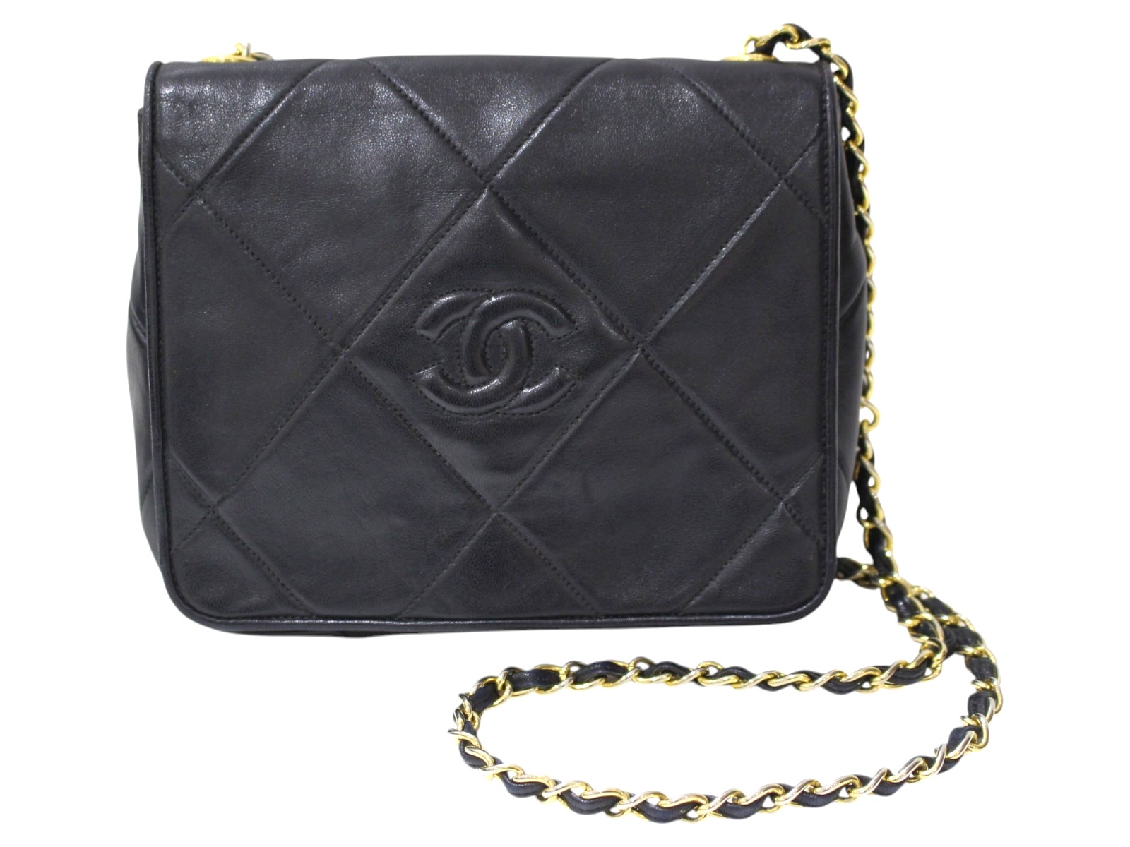 【布袋あり】CHANEL シャネル チェーン店ショルダーバッグ マトラッセ 子ヒツジ素はだ ココマーク ミニ御徒面子 曲がった掛け 黒いこと ゴールド金具  レディース 一般受け 差し上げ物荷拵え 差し上げ物【中古】松前R56号店