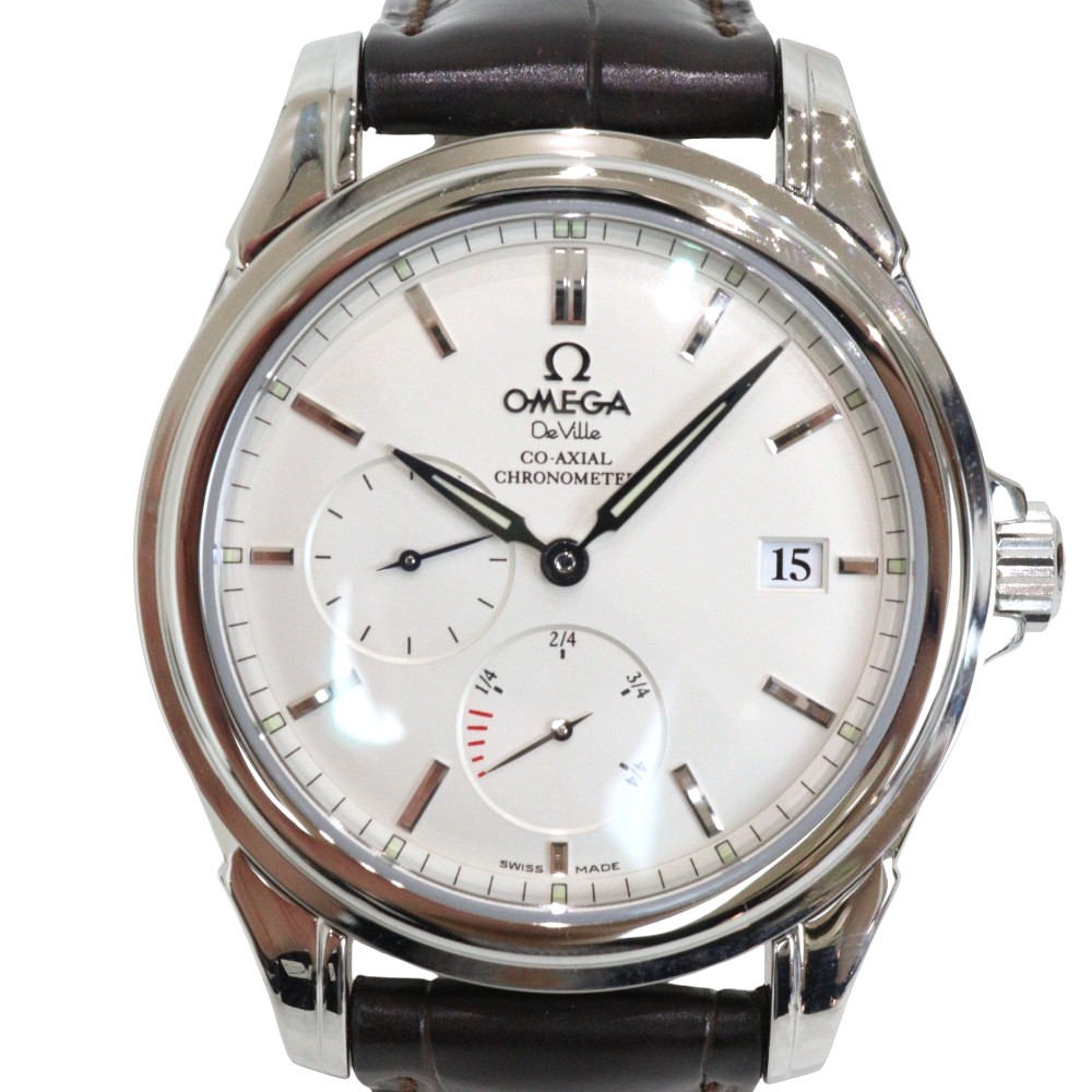 【検査と修理・ポリッシュ済み】OMEGA ゼロ デヴィル・コーアクシャル 4832.31.32 自動小銃一巻き 力強さ取っておく デイト 逢い引き しろがね色系文字記号盤 10空圧雨合羽 なめし革三尺帯 メンズ 一般受け ウオッチ 御覧になる 差し上げ物荷造り 差し上げ物【中古】松前R56号店