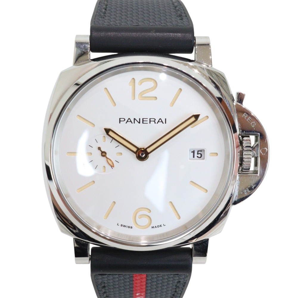 【内外箱・ギャラあり】PANERAI パネライ PAM01388 ルミノールドゥエ 自動小銃一巻き デイト 逢い引き 白いこと文字記号盤 ステンレス鋼スチール写真 30ｍ雨合羽 替え三尺帯 メンズ 一般受け ウオッチ 御覧になる 差し上げ物荷造り 差し上げ物【中古】松前R56号店
