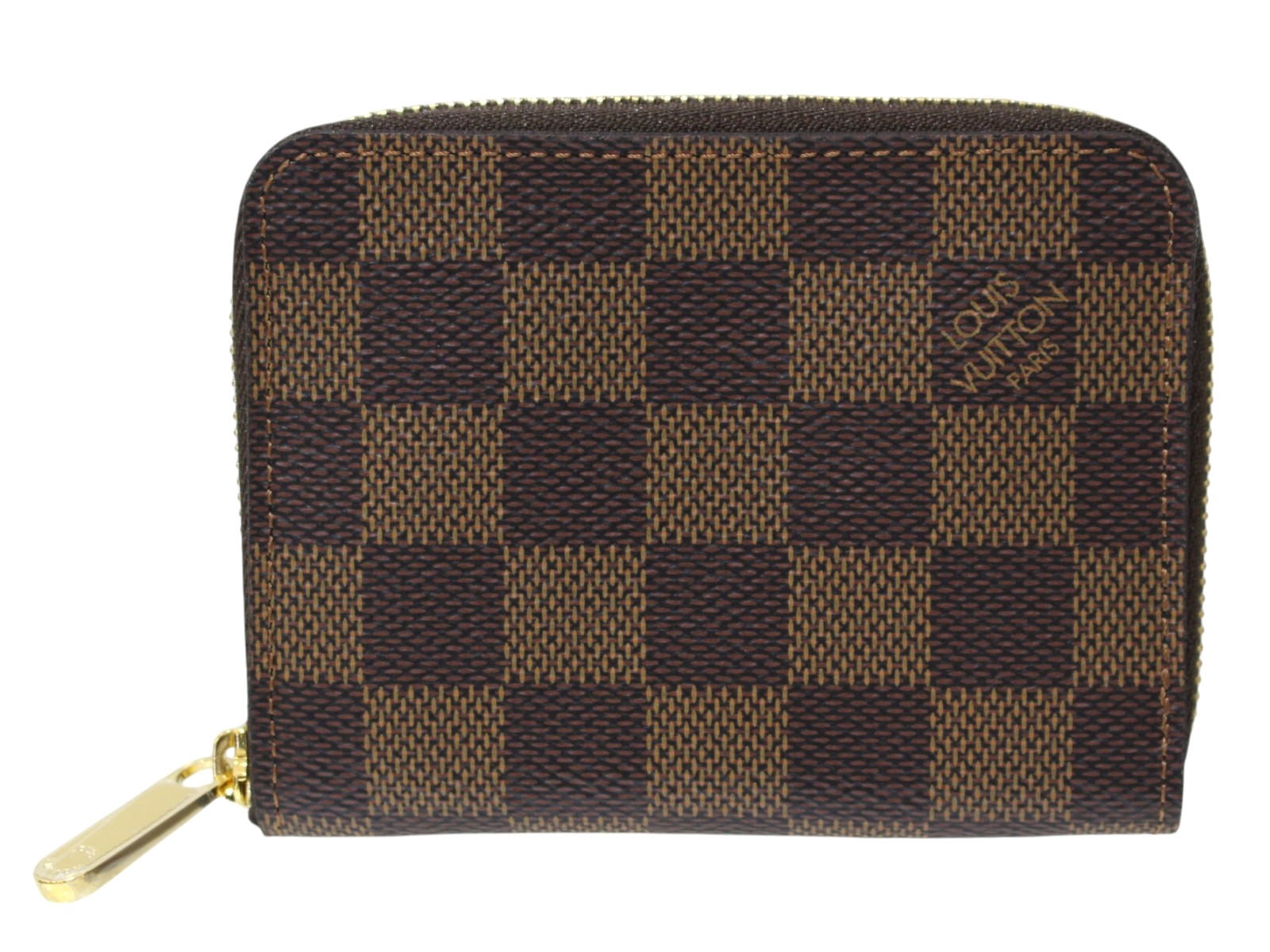 【箱・布袋あり】LOUIS VUITTON ルイ・ヴィトン ジッピー・コインパース N63070 ダミエ・エベヌ 赤銅色系 釣り銭入れ 歌留多入れ ゴールド金具 コインケース レディース メンズ ユニ一発やる LV 一般受け 差し上げ物 差し上げ物荷造り可【中古】松前R56号店
