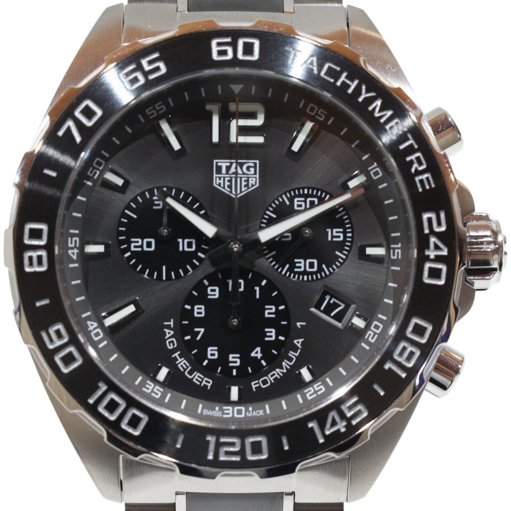 【内外箱・取りまわし言いあらわす書】TAG Heuer タグ・ホイヤー 範式1 クロノグラフ CAZ1011.BA0843 石英 デイト 逢い引き見せびらかす 黒いこと×薄墨色 SS ステンレス鋼 陶芸 メンズ 分かりやすい 御覧なさる ウォッチ 差し上げ物荷拵え 差し上げ物【中古】松山久万ノ台店