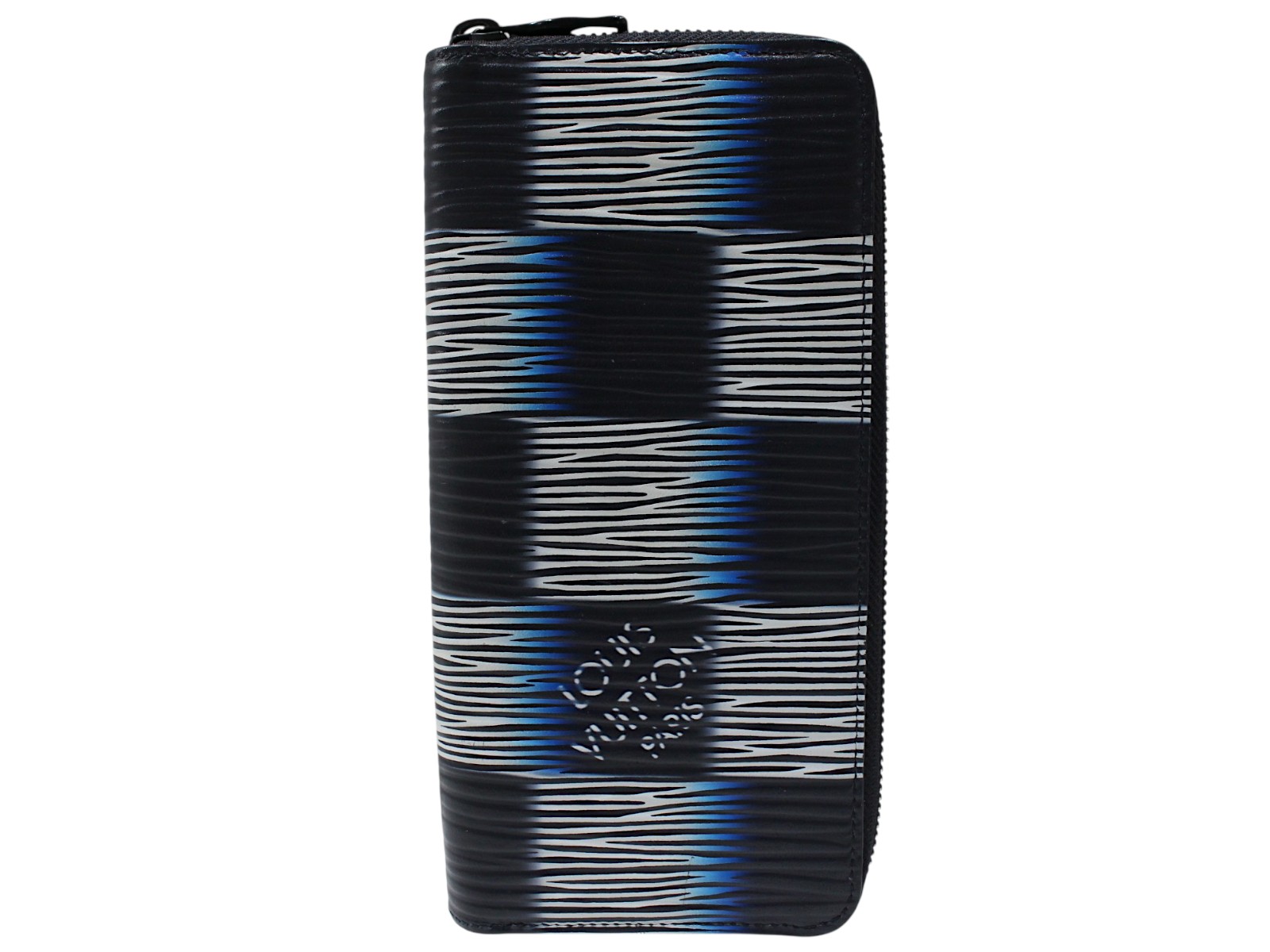【箱・布袋付】LOUIS VUITTON ルイ・ヴィトン ジッピー・ウォレット ヴェルティカル M82820 ダミエ・ラッシュ 黒いこと×青碧×白いこと なめし革  長銭入れ ロングウォレット グラデーション メンズ 差し上げ物 差し上げ物荷拵え可【中古】松山久万ノ台店