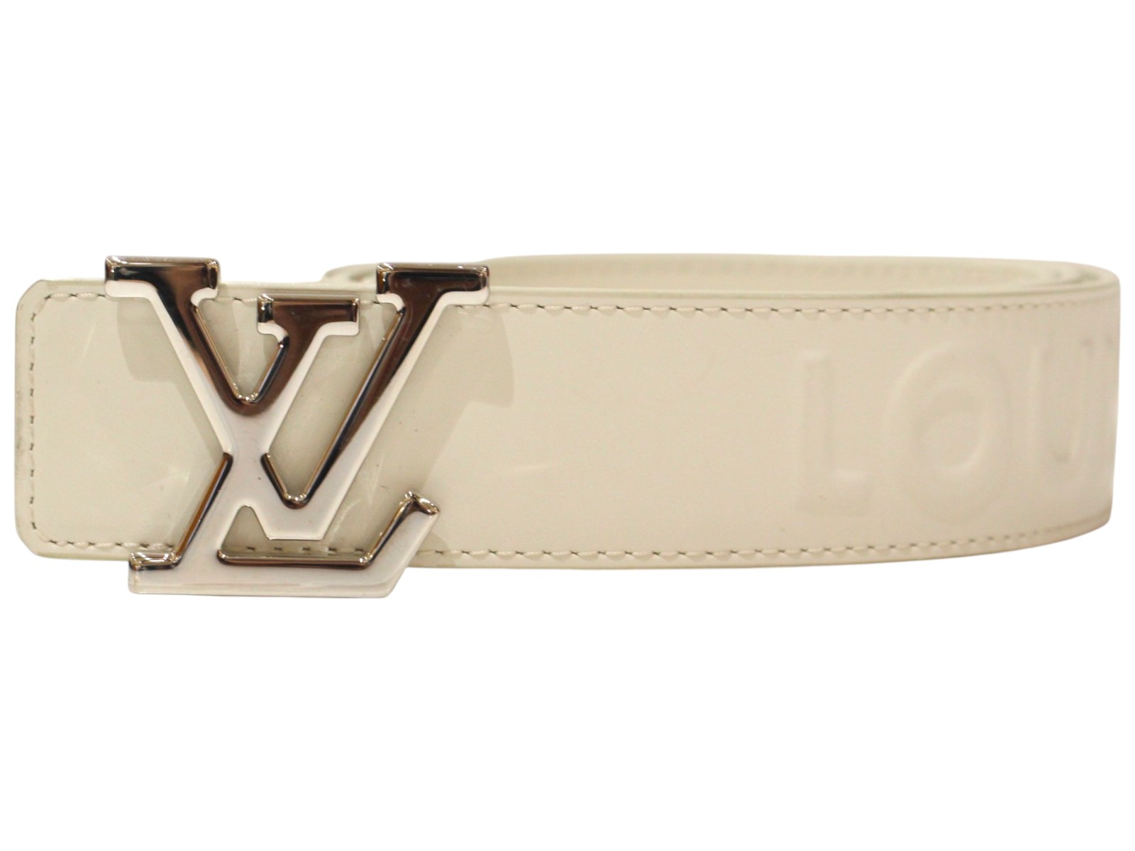 【箱・布袋あり】LOUIS VUITTON ルイ・ヴィトン 三尺帯・LVアエログラム M0454 白いこと系 なめし革 しろがね色金具 ロゴタイプ 85/34 メンズ 成人男性 流行り物小物 LV 一般受け 差し上げ物 差し上げ物荷拵え可【中古】松前R56号店