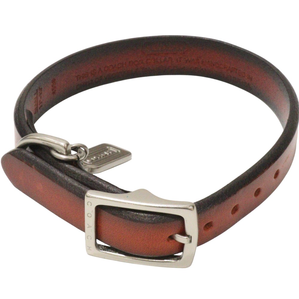 COACH　コーチ　ドッグカラー　4559　首輪　スモール　Sサイズ　小型犬　レザー　レッド　赤色　シルバー金具　犬　動物　ペット用品　プレゼント包装　ギフト【中古】松前R56号店｜かんてい局松前Ｒ５６号店