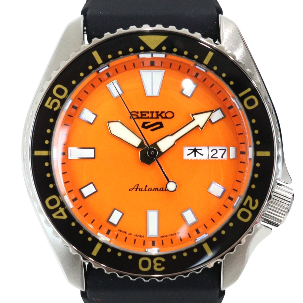 【内外箱あり】SEIKO セイコー 5運動競技 SKXつづき物 SBSA309 自動小銃一巻き 力強さ取っておく 逢い引き 曜日 オレンジ色系文字記号盤 ステンレス鋼 10空圧雨合羽 メンズ 成人男性 一般受け ウオッチ ご覧なさる 差し上げ物荷拵え 差し上げ物【中古】松前R56号店