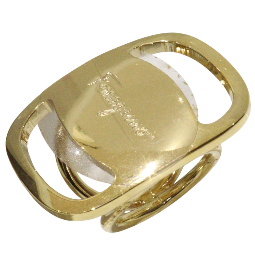【箱あり】Salvatore Ferragamo サルヴァトーレ・フェラガモ えり巻き輪っか ヴァラ 34-4079/01 ゴールド色つや 流行り物 御洒落 小物 イタリア製 分かりやすい 心地よい 差し上げ物荷造り 差し上げ物【中古】松前R56号店