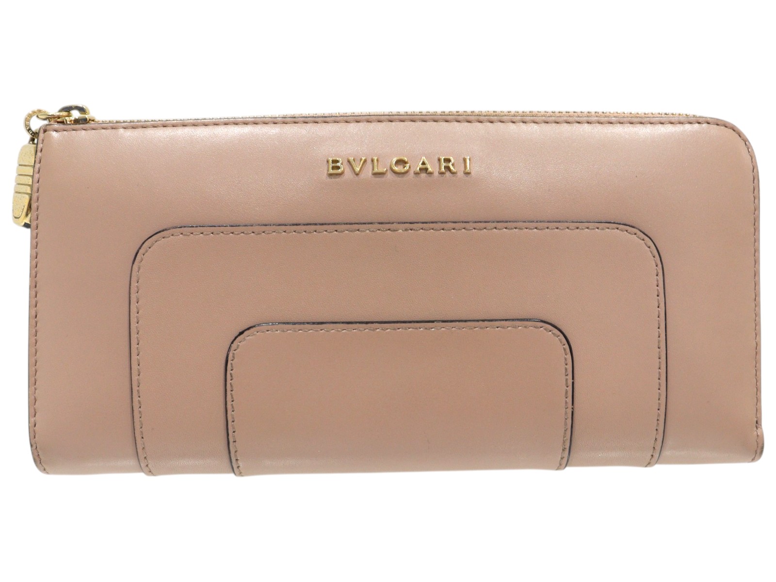 【箱あり】BVLGARI ブル小峡谷 セルペンティフォーエバー L字ファスナーウォレット ロングウォレット さくら色ベージュ系 ゴールド金具 金入れ レディース ウィメンズ 亭主もち ブランド名金入れ 差し上げ物荷造り 差し上げ物【中古】松山朝生田店