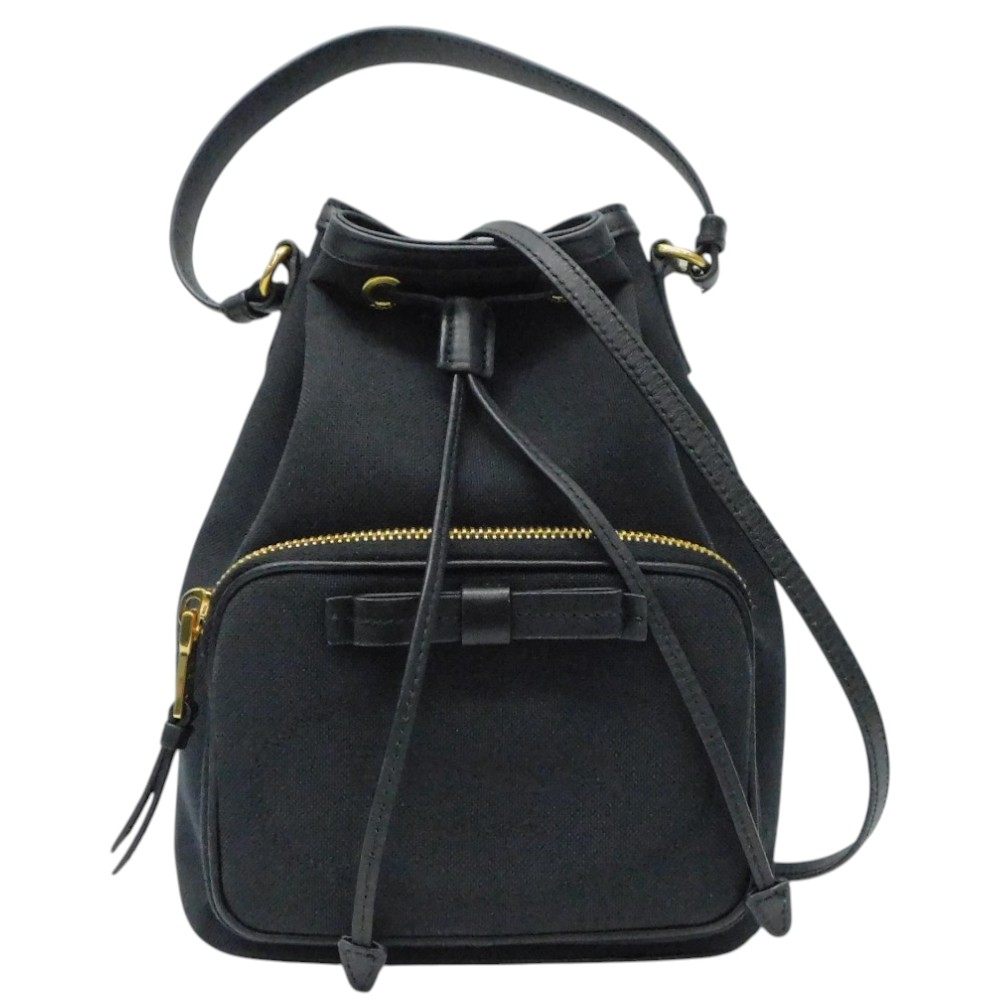 PRADA　プラダ　1BH038　ロゴ　2WAYバッグ　ハンドバッグ　ショルダーバッグ　ブラック系　黒　巾着型　カジュアル　ギフト　【中古】新居浜店｜かんてい局松前Ｒ５６号店