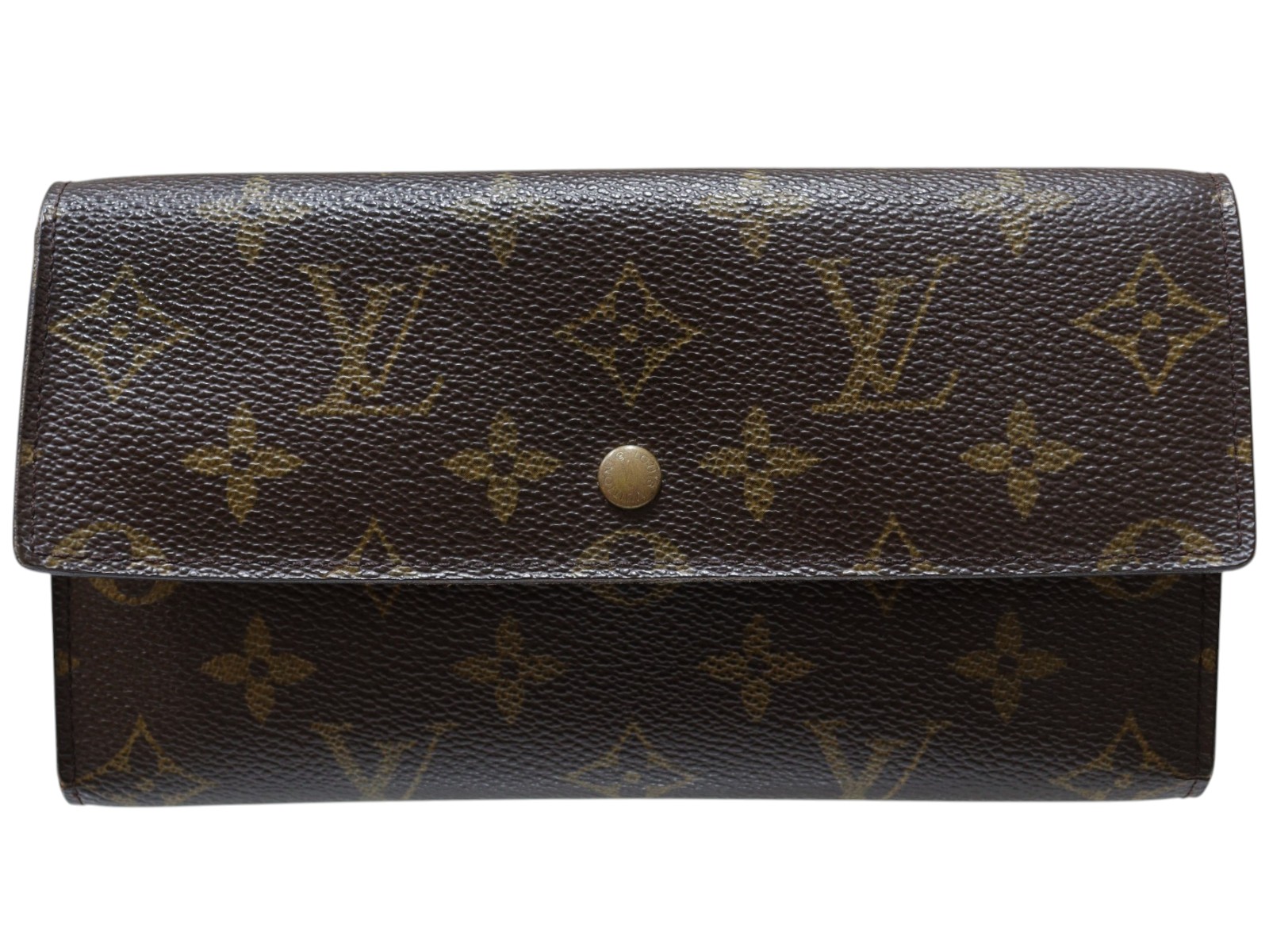 【箱・布袋付】LOUIS VUITTON ルイ・ヴィトン ポルトトレゾールインターナショナル M61215 モノグラム・帆布 赤銅色 紙入れ 三つ折り長紙入れ ロングウォレット レディース メンズ ユニ一発やる 差し上げ物 差し上げ物荷作り可【中古】松山朝生田店
