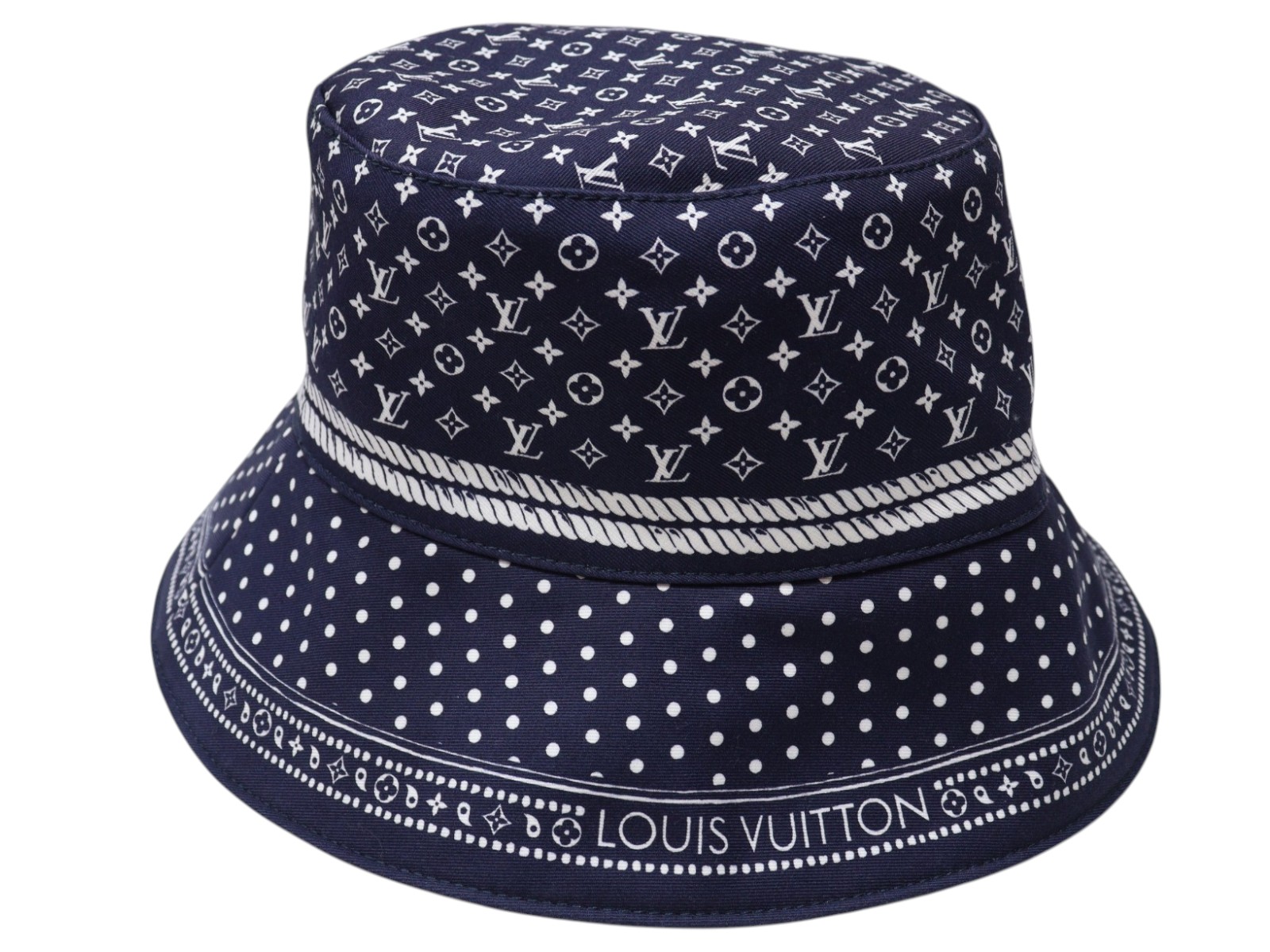 LOUIS VUITTON ルイ・ヴィトン バケットハット・セーラー・バンダナ M7411M モノグラムパターン ネイビー 帽子 リバーシブル コットン ポリエステル レディース お洒落 ファッション ギフト プレゼント包装可【中古】松山朝生田店|かんてい局松前R56号店