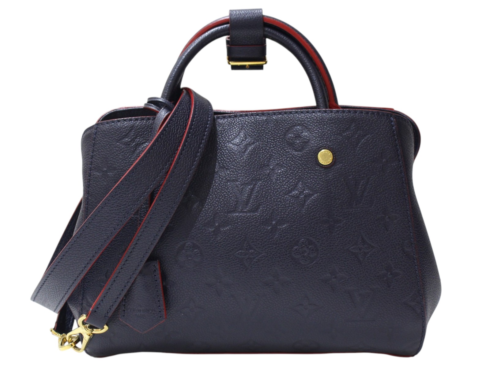 【箱・布袋・ポワニエ・ショルダーストラップあり】LOUIS VUITTON ルイ・ヴィトン モンテーニュBB M42747 ハンドバッグ 2WAY マリーナルージュ ネイビー系 モノグラム・アンプラント ゴールド金具 レディース ギフト プレゼント包装可【中古】松前R56号店|かんてい局松前R56号店