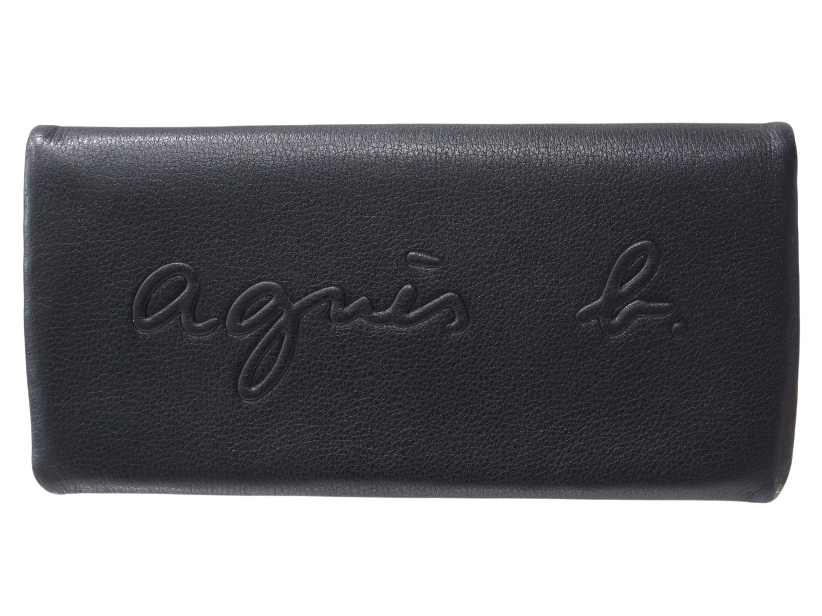 【箱あり】agnès b. アニエスベー ロングウォレット JW09-02 二つ折り財布 バイカラー 折りたたみ ウォレット ブラック×ブルー系 レザー レディース ウィメンズ メンズ ユニセックス シンプル 人気 プレゼント包装 ギフト【中古】松山朝生田店|かんてい局松前R56号店