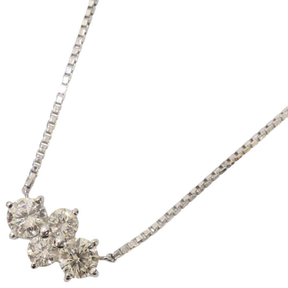 Pt850　Pt900　プラチナ　4Pダイヤデザインネックレス　ダイヤモンド　1.00ct　5.3g　約42cm　ペンダント　ジュエリー　アクセサリー　シンプル　レディース　ウィメンズ　ギフト　プレゼント包装可【中古】松前R56号店｜かんてい局松前Ｒ５６号店
