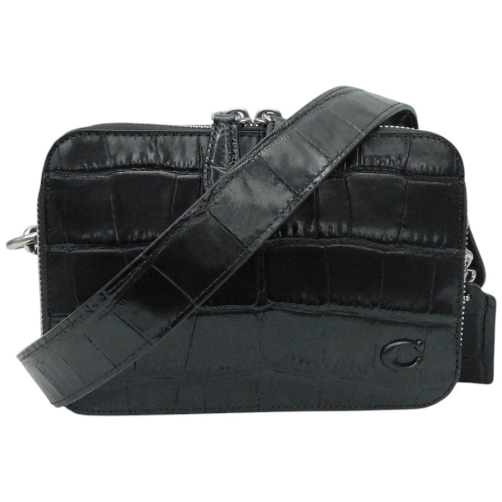 【布袋あり】COACH　コーチ　チャーター　クロスボディ19　CW431　ブラック系　レザー　メンズ　ユニセックス　シンプル　人気　プレゼント包装　ギフト【中古】新居浜店｜かんてい局松前Ｒ５６号店