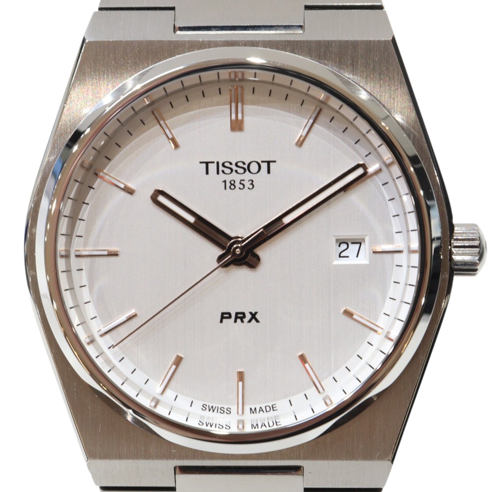 【ギャラあり】TISSOT　ティソ　PRX 40mm　T137.410.11.031.00　クォーツ　デイト　SS　シルバー　10気圧防水　メンズ　紳士　シンプル　人気　腕時計　ウォッチ　プレゼント包装　ギフト【中古】松山朝生田店｜かんてい局松前Ｒ５６号店