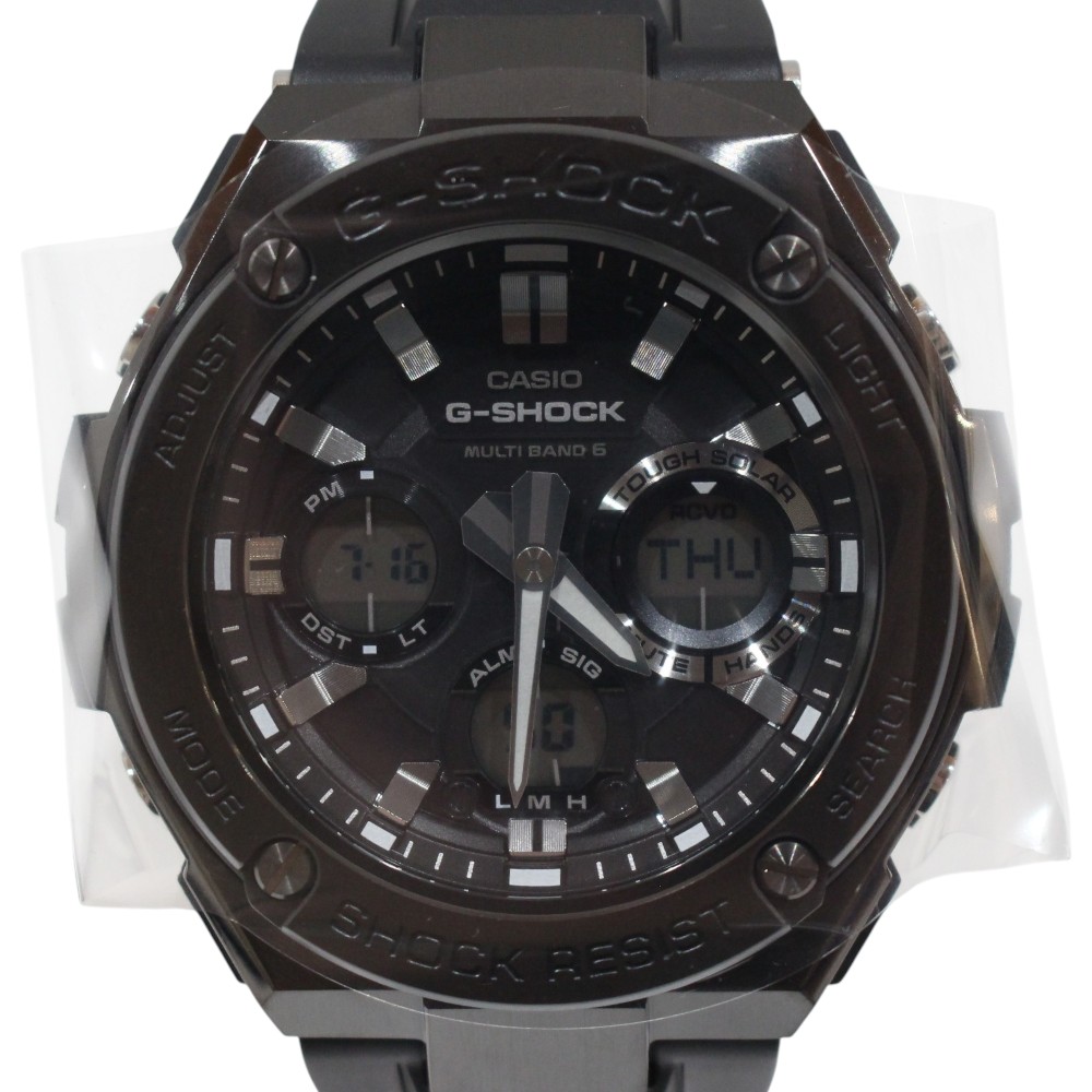 【箱・取説あり】CASIO　カシオ　G-SHOCK　G-STEEL　GST-W100 シリーズ　GST-W100MS-1AJF　タフソーラー　電波時計　ブラック文字盤　20気圧防水　樹脂　デシタルアナログ　日付表示　メンズ　シンプル　腕時計　ウォッチ　プレゼント包装　ギフト【中古】松山久万ノ台店｜かんてい局松前Ｒ５６号店