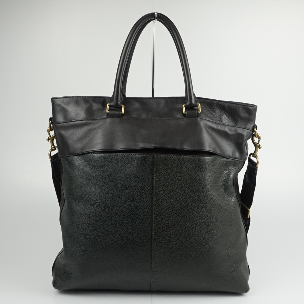 COACHコーチF71337レザートート2WAYバッグハンドバッグショルダーバッグブラウングリーンメンズ