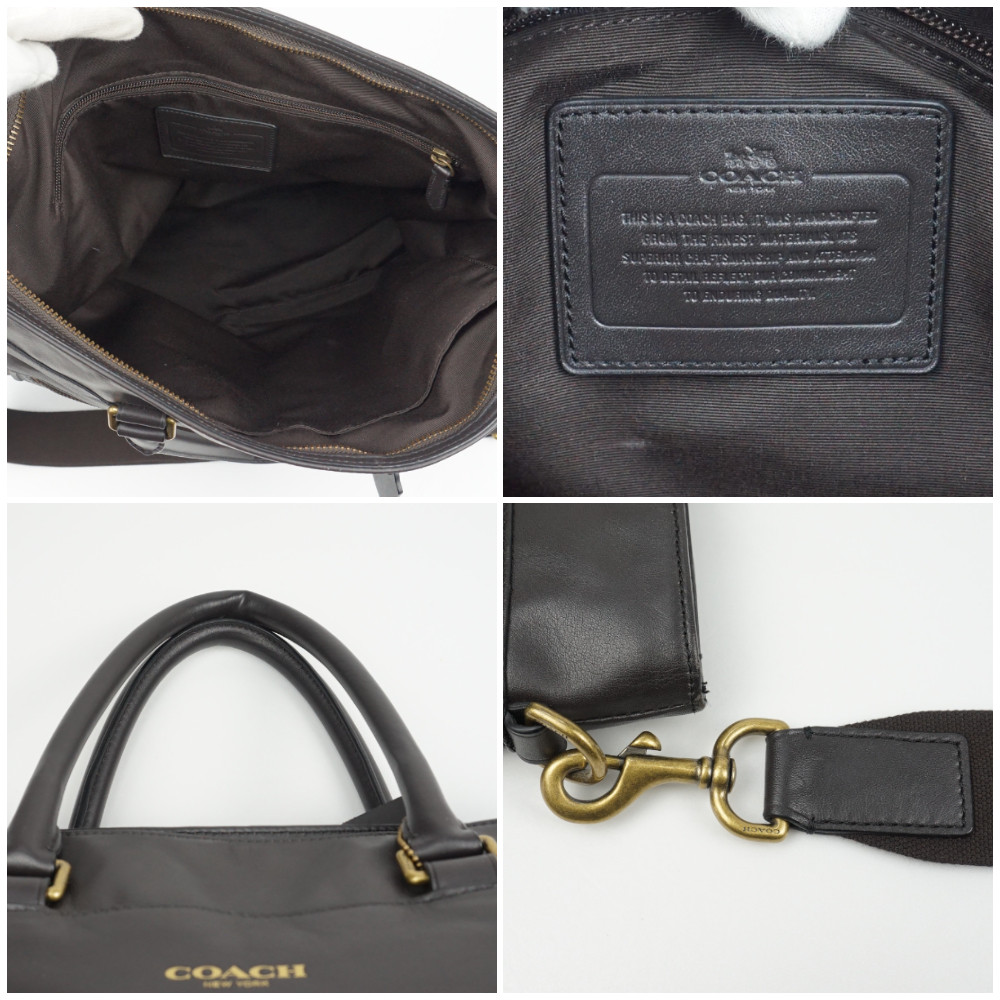 COACHコーチF71337レザートート2WAYバッグハンドバッグショルダーバッグブラウングリーンメンズ