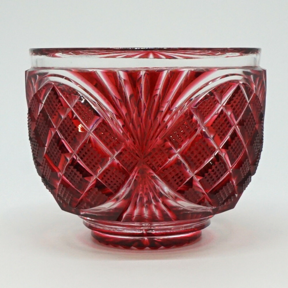 薩摩切子　松浦正行 作品　矢来紋様切子　脚付杯　【人気作家 入手困難作品】 2025年最新】松浦正行の人気アイテム - メルカリ