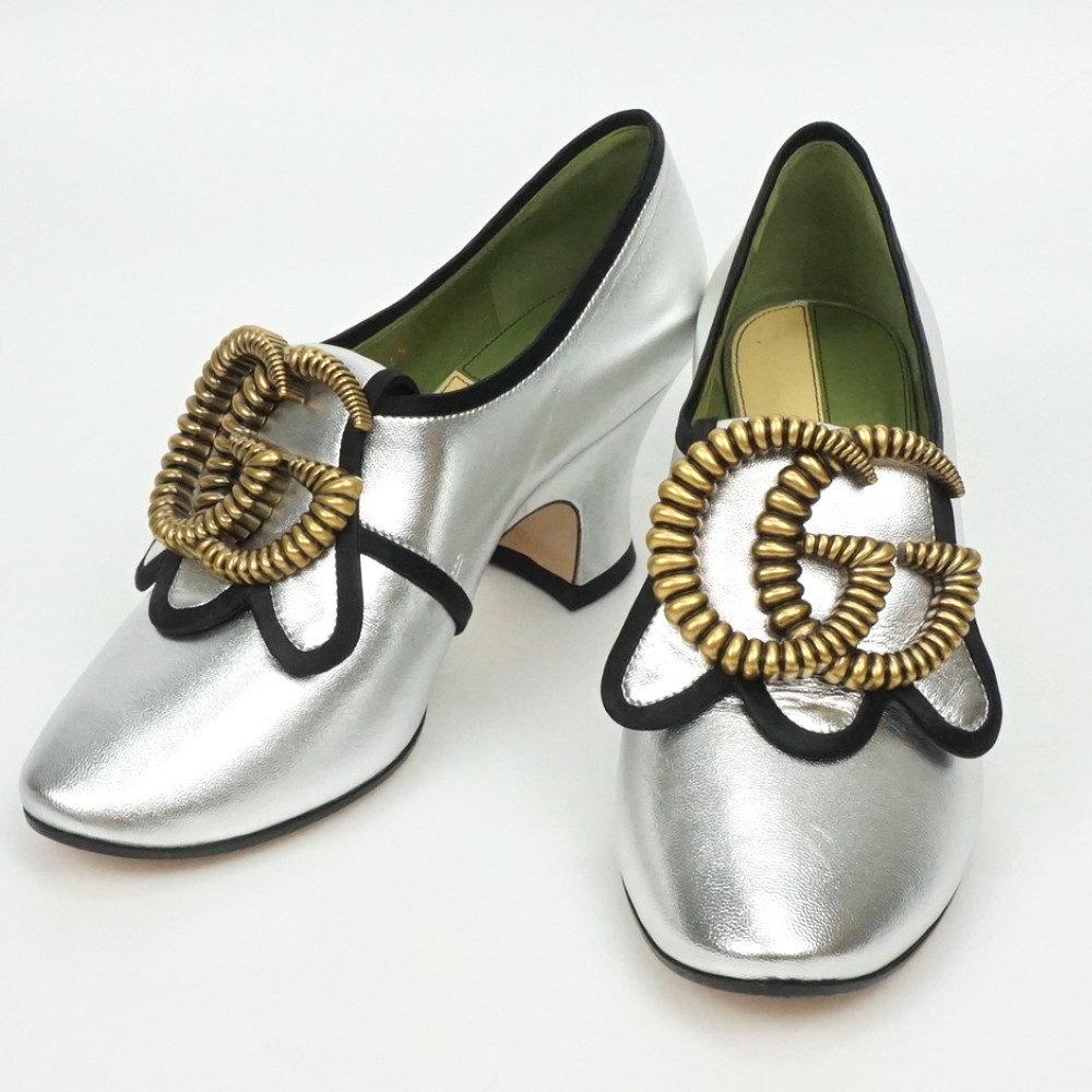 楽天市場】グッチ GUCCI GGマーモントチェンキヒール パンプス