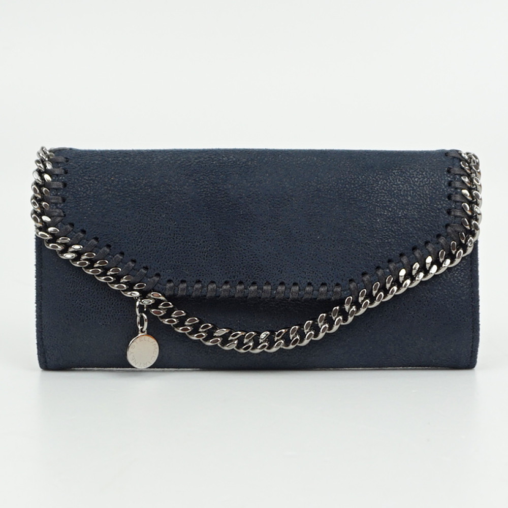 STELLA McCARTNEY　ステラマッカートニー　ファラベラシャギーコンチネンタルウォレット　ネイビー系　紺　長財布　かぶせ蓋　レディース財布　【中古】