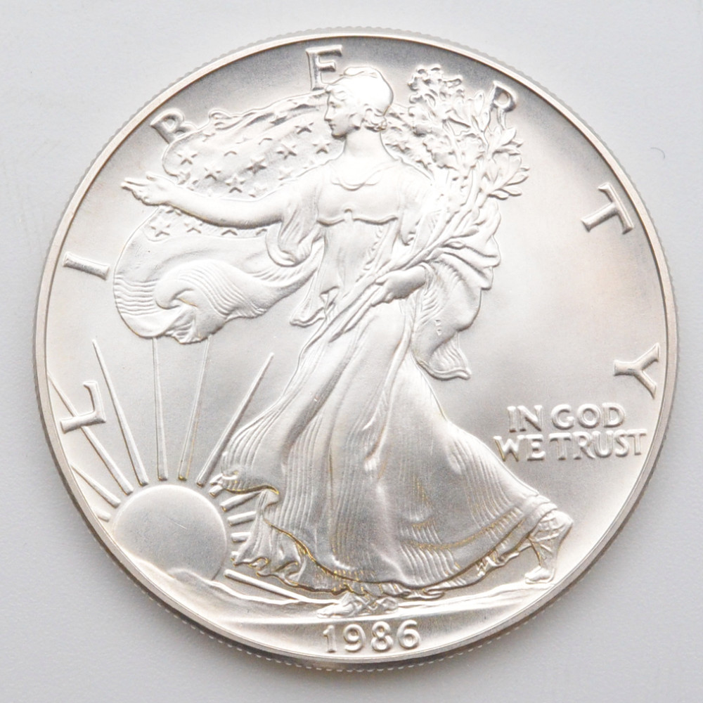 アメリカイーグルウォーキングリバティ銀貨 1オンス　1oz　1986年　シルバー　純銀　重量約31.1g　記念硬貨　記念コイン　コレクション　【中古】