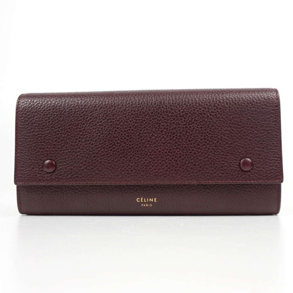 CELINE　セリーヌ　101673AFE　ラージフラップ マルチファンクション　ボルドー系　長財布　かぶせ蓋　レディース財布　【中古】