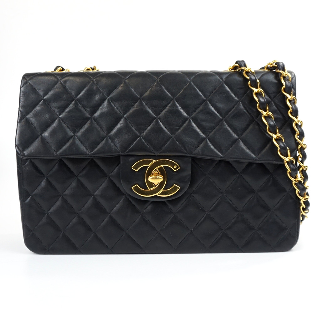 CHANEL シャネル A01436 デカマトラッセ34 ダブルチェーン ラムスキン ブラック 黒 ゴールド金具 ショルダーバッグ 肩掛け レディース 【中古】|質屋かんてい局 盛岡店