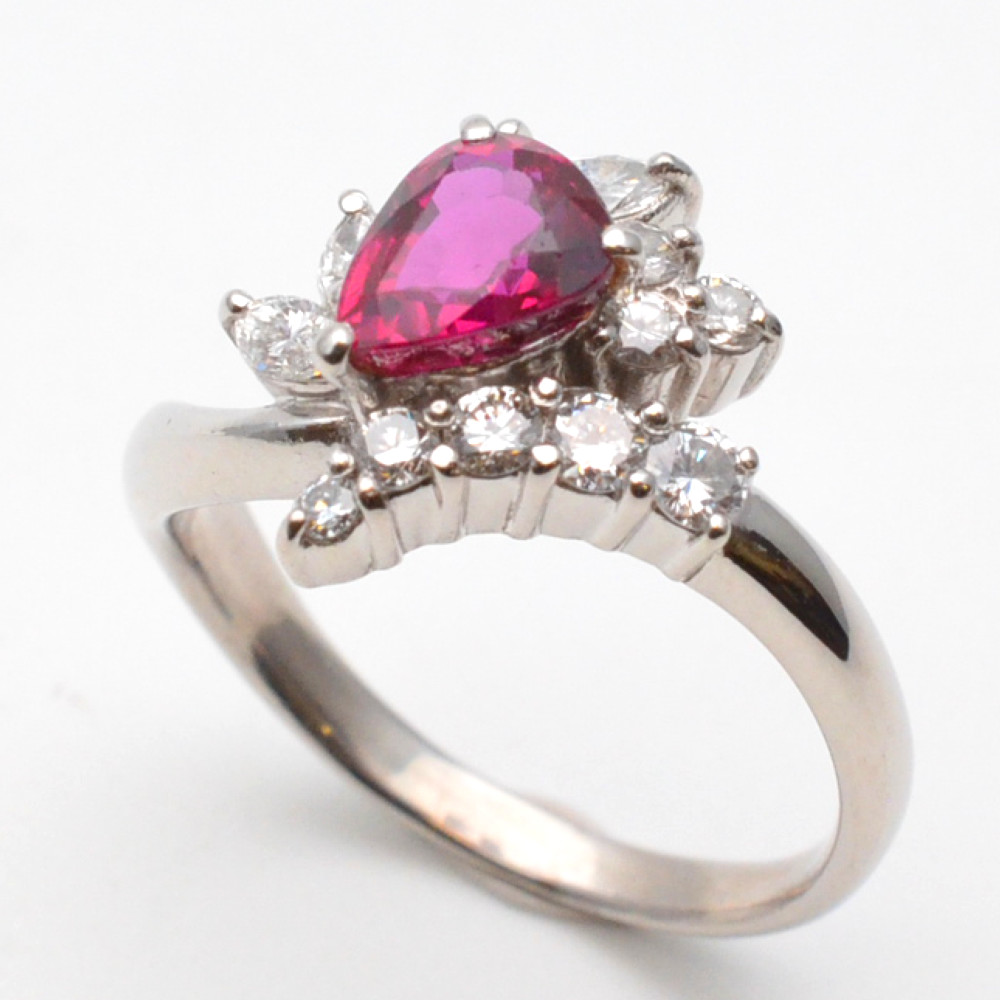 【中古】Pt900　ルビー・ダイヤリング　プラチナ　ルビー1.43ct　ダイヤモンド0.63ct　約14号　重量約6.7g　指輪　ジュエリー　アクセサリー　レディース｜質屋かんてい局　盛岡店