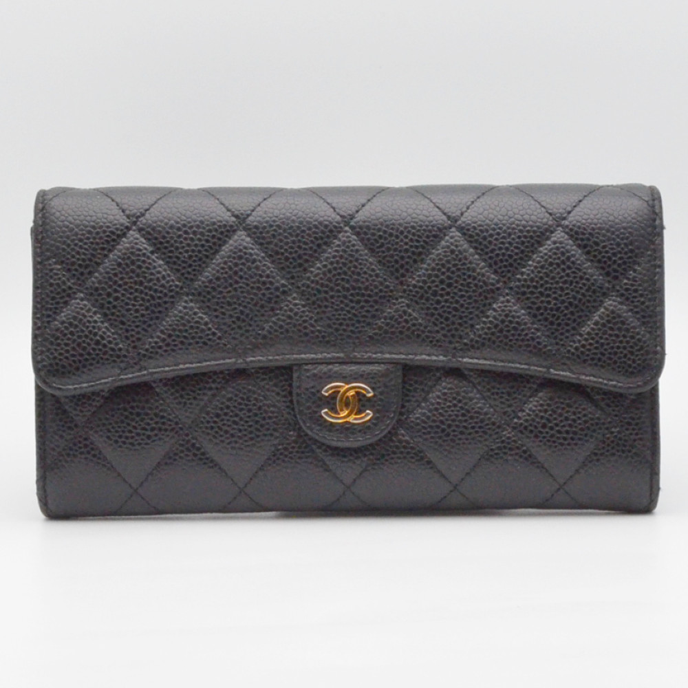CHANEL シャネル キャビアスキン 長財布 シール有 A690 CHANEL