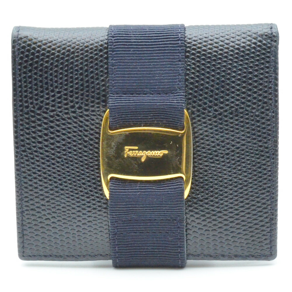 FERRAGAMO　フェラガモ　22-3053　ヴァラ 財布　ブラック系　二つ折り財布　ウォレット　レディース　【中古】