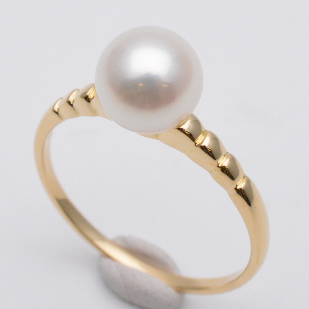 ☆美品☆ミキモト　K18 パール　約7.5mm リング　約8号 MIKIMOTO - ミキモト リング パール 真珠 5.0mm 花びら フラワー