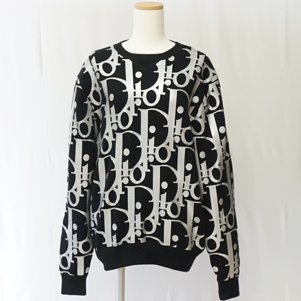DIOR　ディオール　113M630AT197　ウールニット　ブラック&times;シルバー　サイズ表記M　ロゴ　セーター　メンズ　レディース　アパレル　【中古】｜質屋かんてい局　盛岡店
