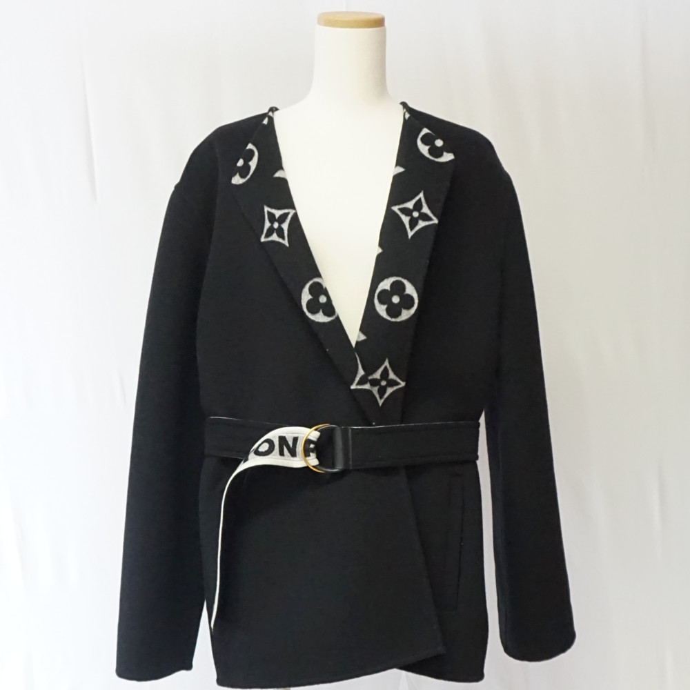 LOUIS VUITTON ルイヴィトン RW251WD フーデット ラップピーコート モノグラム 大きさ42 黒いこと 黒 アウター レディース 【中古】